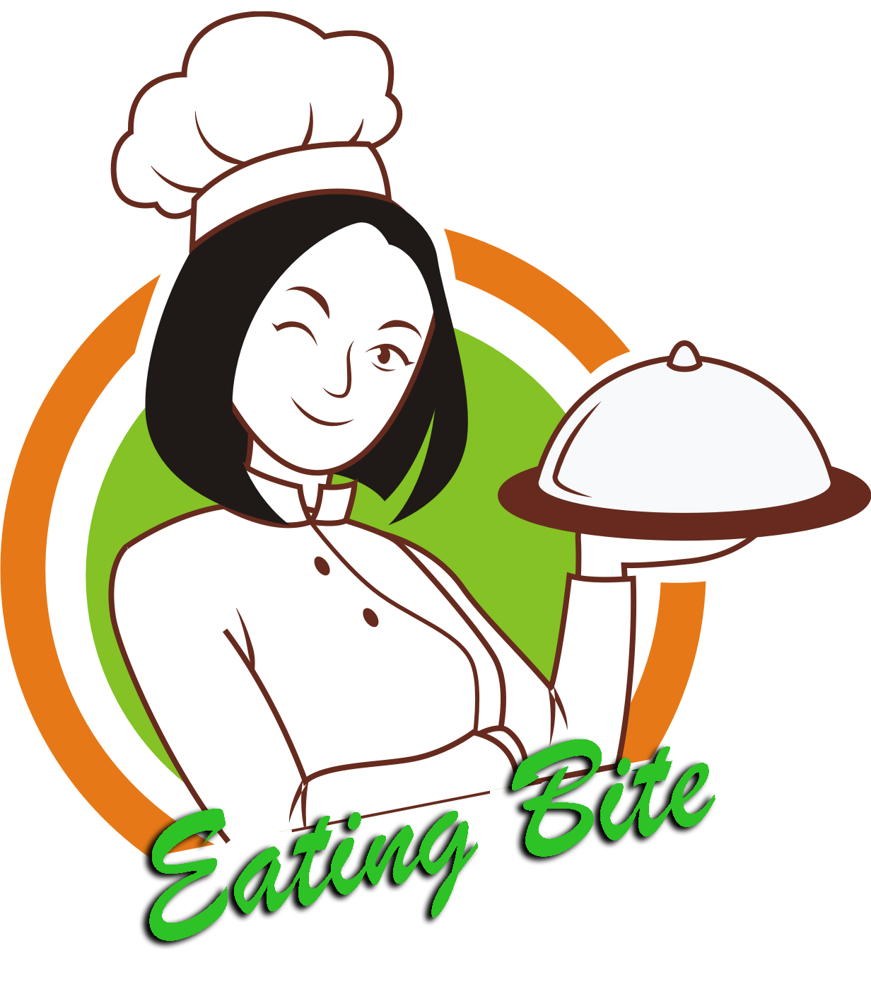 Eating Bite logo – simple smart cooking icon with spoon and leaf